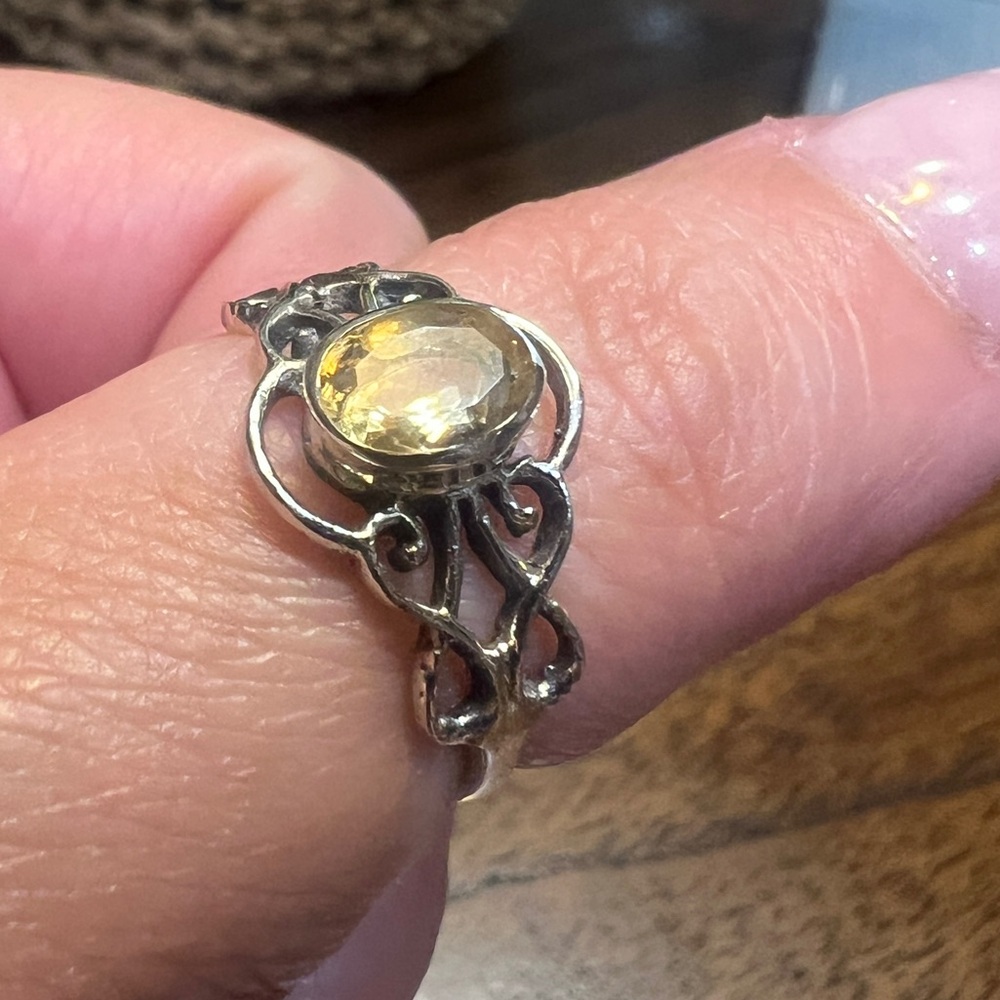 Citrine Sterling Silver Ring Size 7 3/4"
